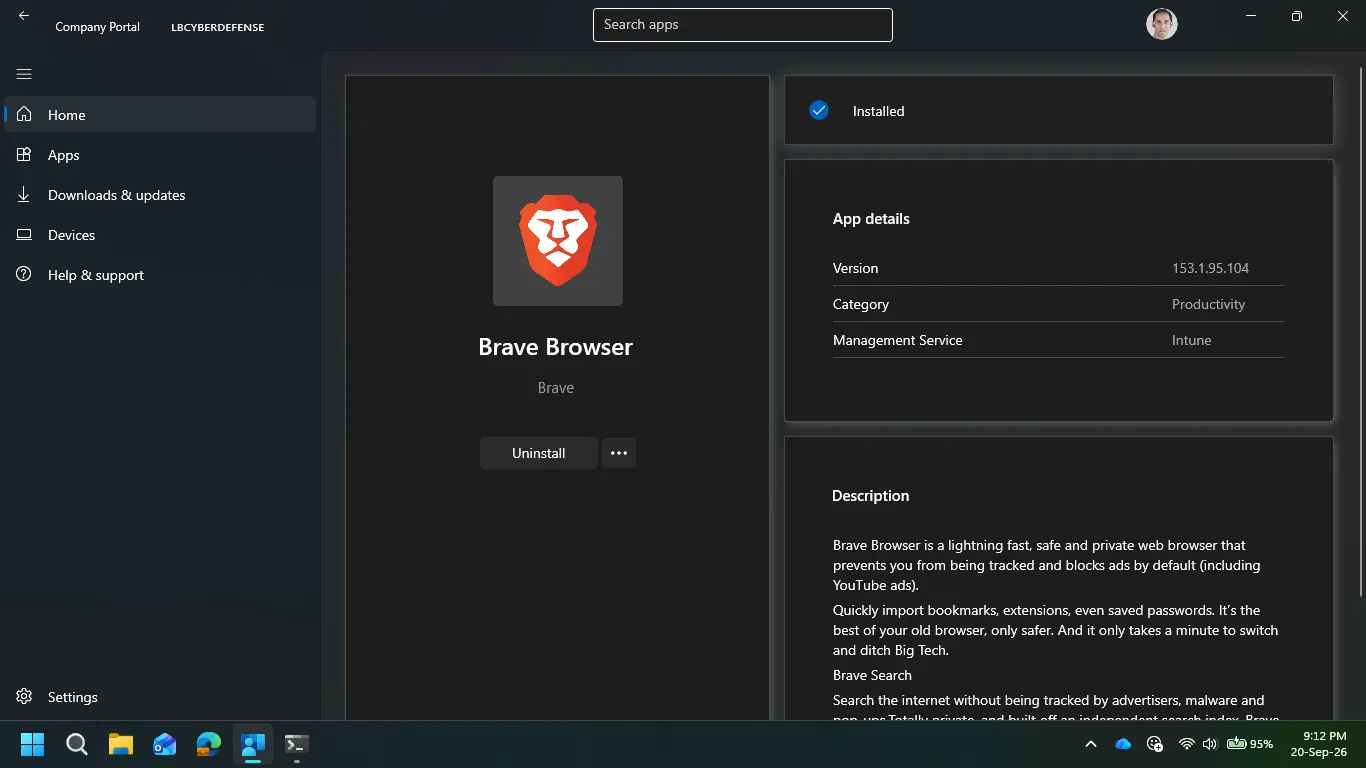 App details showing the uploaded logo and ready to use after installation